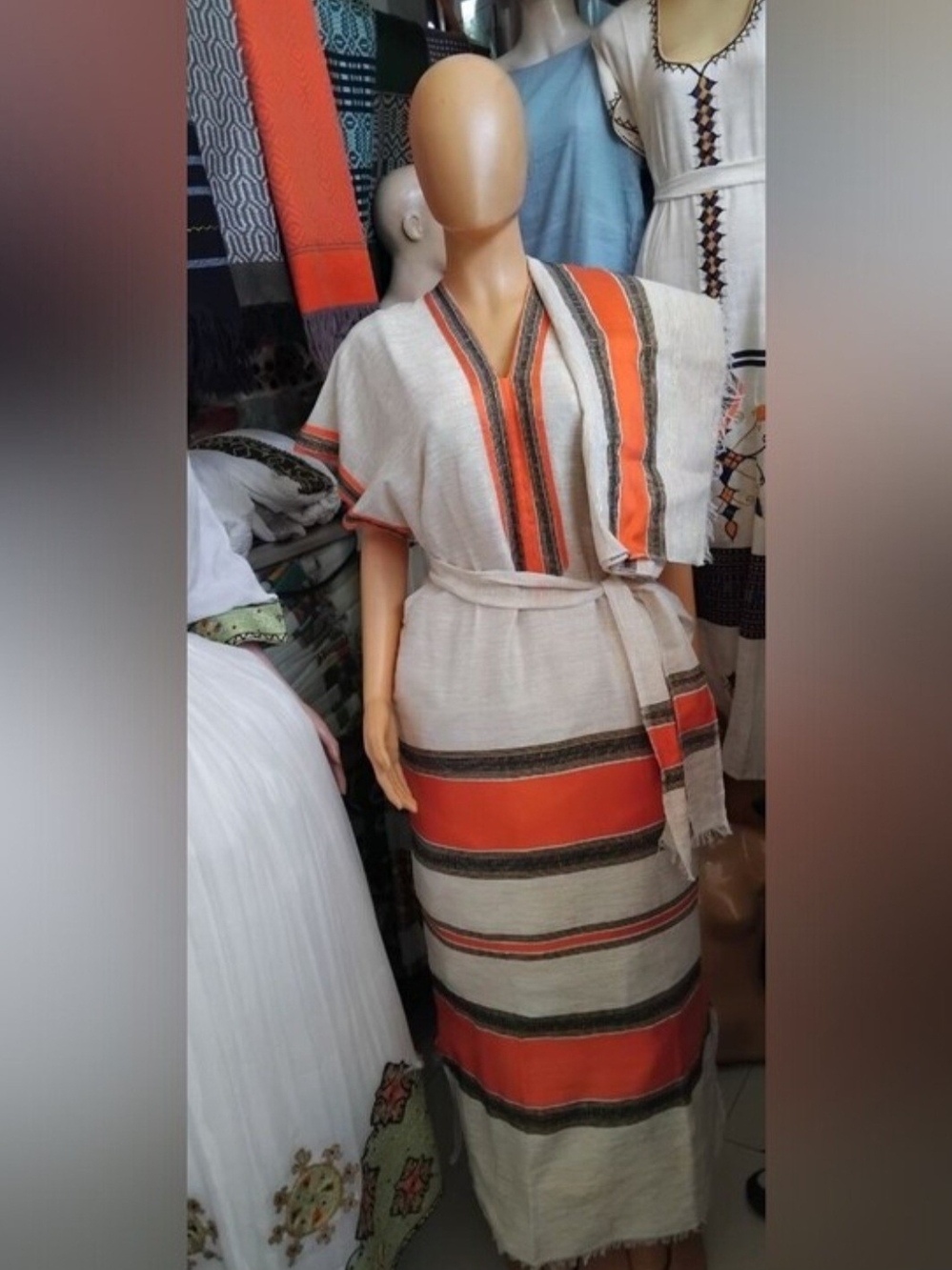 Ethiopian Traditional Dress Habesha Kemsi, + Scarf  Free Size